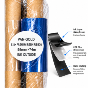 the van gold s33 ribbon (an advanced resin or wax resin ribbon designed for thermal printers)