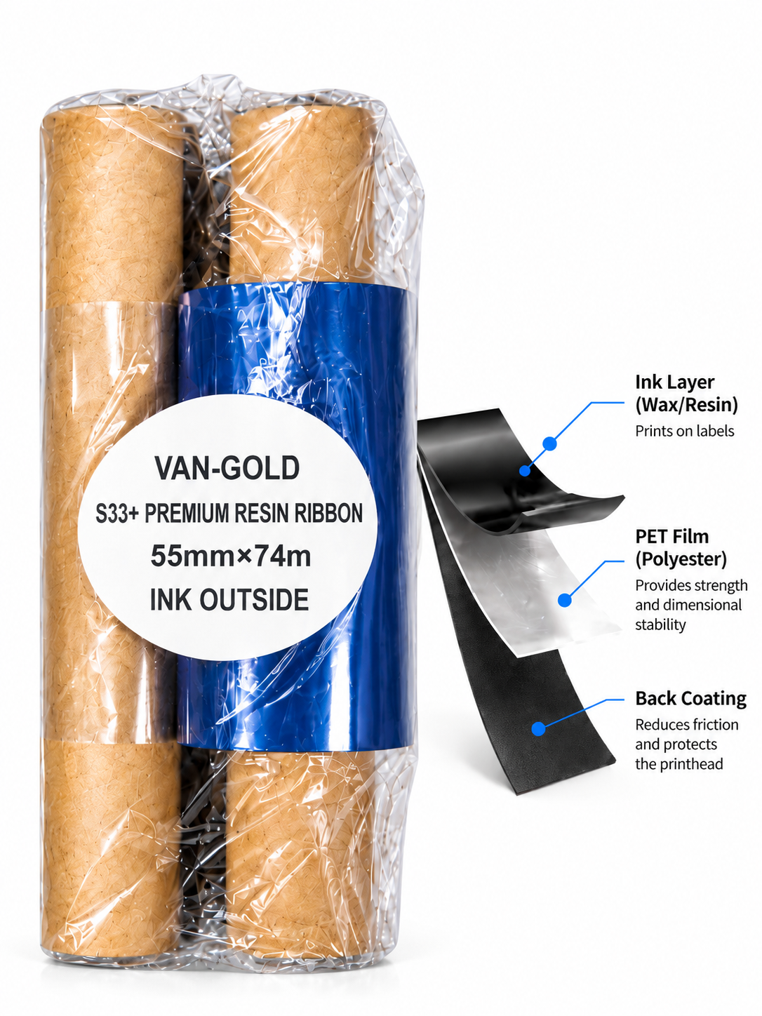 the van gold s33 ribbon (an advanced resin or wax resin ribbon designed for thermal printers) the van gold s33 ribbon (an advanced resin or wax resin ribbon designed for thermal printers)